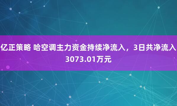 亿正策略 哈空调主力资金持续净流入，3日共净流入3073.01万元