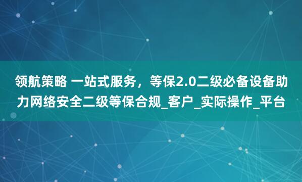 领航策略 一站式服务，等保2.0二级必备设备助力网络安全二级等保合规_客户_实际操作_平台
