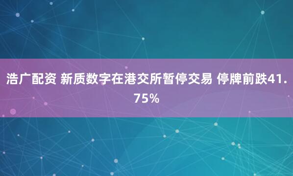 浩广配资 新质数字在港交所暂停交易 停牌前跌41.75%