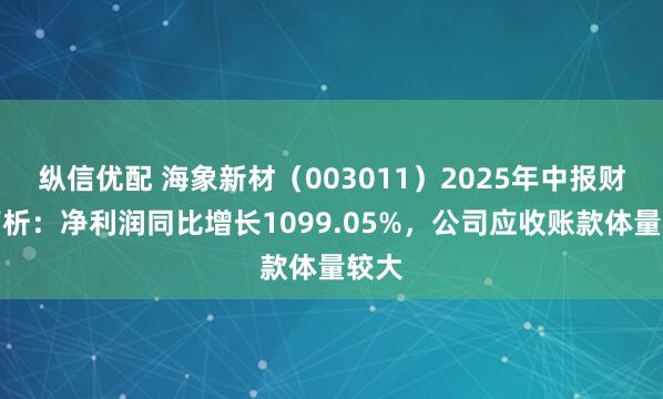 纵信优配 海象新材（003011）2025年中报财务简析：净利润同比增长1099.05%，公司应收账款体量较大